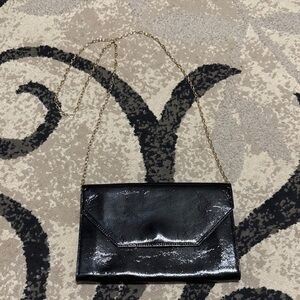 Halogen Glossy Clutch Crossbody with Gold‎ Chain